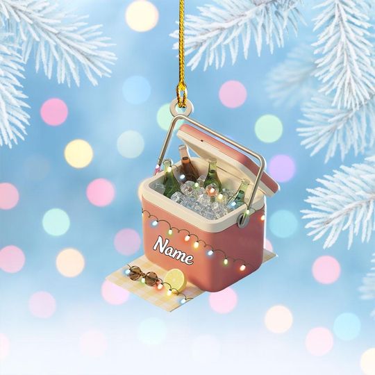 Discover Personalized Personalized Beer Cooler Christmas Ornament, Beverage Ice Box Ornament, Beer Lovers Gift, Summer Cooler Keepsake Thdso-2877