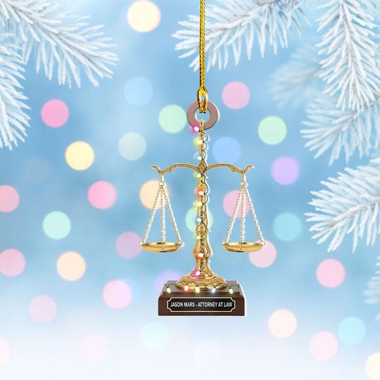 Discover Personalized Scales of Justice Christmas Ornament, Lawyer Gift, Attorney at Law Decor, Legal Office Keepsake, Law Student Gift Thdso-2868