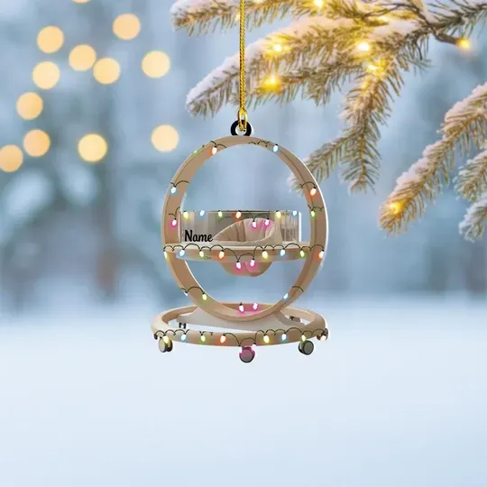 Personalized Baby Cradle Christmas Ornament, Newborn Baby Ornament Gift, Baby Reveal Ornament, Baby Announcement Ornament Gift