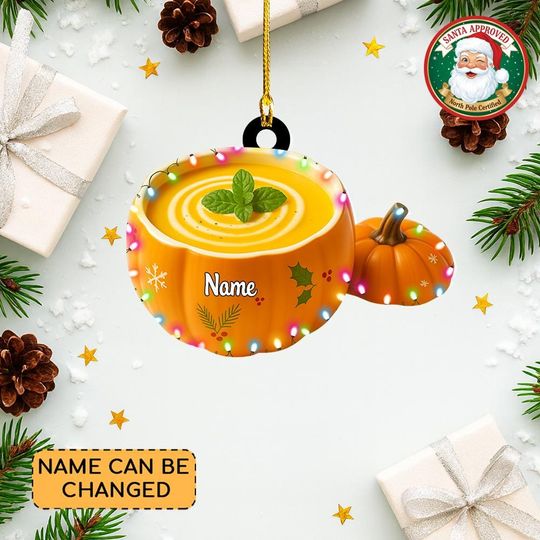 Discover Personalized Pumpkin Soup Christmas Ornament, Pumpkin Soup Ornament, Cooking Ornament Gift, Kitchen Restaurant Ornament Decor Thdso-2896
