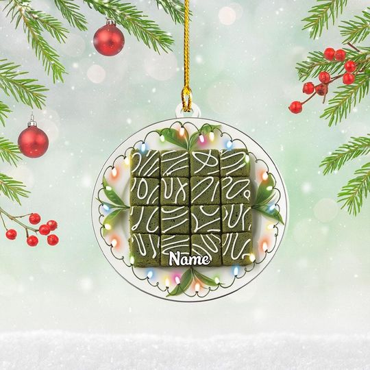 Discover Personalized Matcha Cake Christmas Ornament, Food Cake Cuisine Ornament, Baking Ornament Gift, Bakery Ornament Holiday Decor TD-1105-ABLG