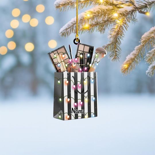Discover Personalized Makeup Bag Christmas Ornament, Cosmetic Bag Ornament, Cosmetic Store Ornament Decor, Makeup Artist Ornament Gift Thdso-2867
