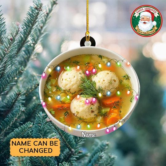 Discover Personalized Matzo Ball Soup Christmas Ornament, Matzo Ball Ornament, Soup Cooking Ornament Decor, Food Xmas Ornament Gift NN1-648