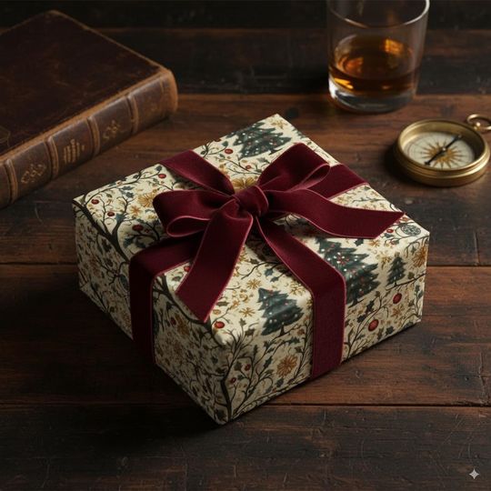 Discover Botanical Christmas Wrapping Paper with Holiday Tree Design