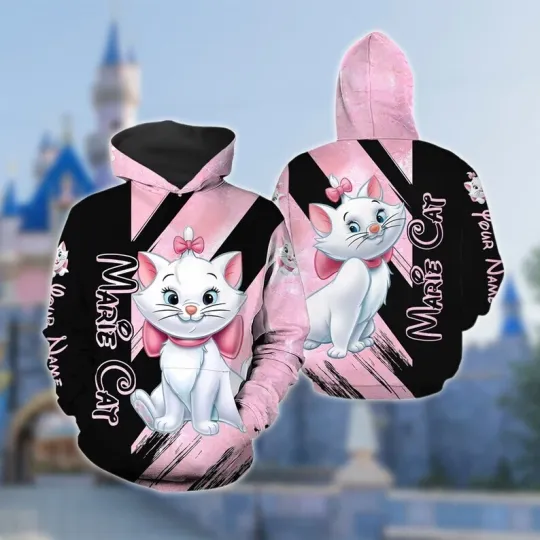 Personalized Marie Cat 3D Hoodie, The Aristocats, Marie The Aristocats All Over
