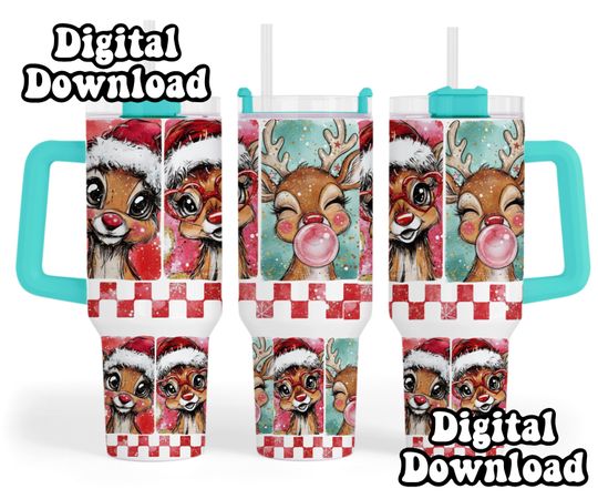 Discover Preppy retro Christmas theme 40oz Quencher wrap, Christmas png Sublimation design