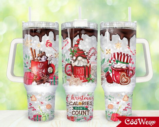 Discover Christmas Calories Don't Count 40oz Tumbler Wrap Png, Merry Christmas 2 pieces 40 oz Tumbler Png, Christmas Gnome Tumbler 40oz Png