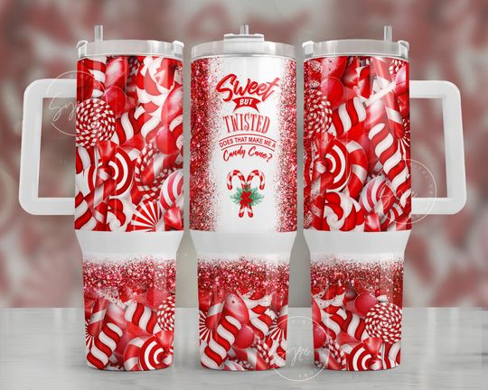 Discover Sweet But Twisted Candy Cane Tumbler 40oz Png Merry Christmas 40 oz Tumbler Wrap Png 2 pieces 40 oz Tumbler Png Sublimation Design Digital