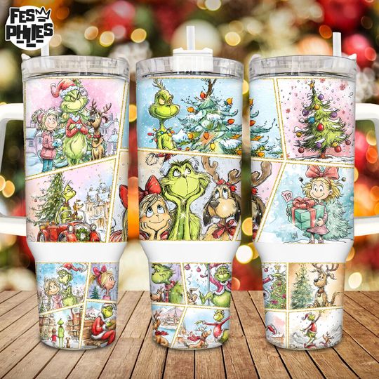 Discover 40oz Skinny Tumbler Wrap PNG, Retro Green Christmas Character Design, Funny Holiday Thief Tumbler 40Oz Wrap, Cute Christmas Character Png