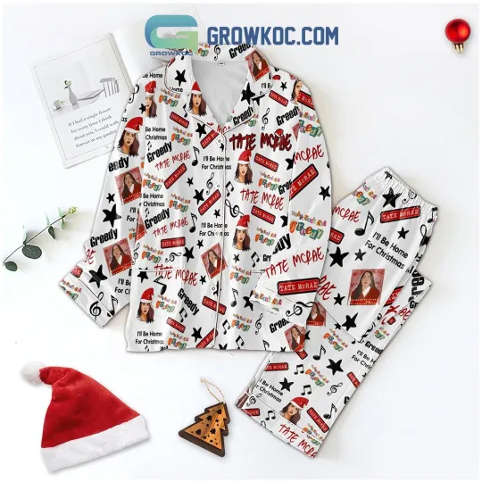 Discover Tate McRae Will Be Home For Christmas Polyester Pajamas Set