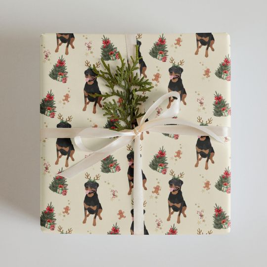 Discover Rottweiler Christmas Wrapping Paper Sheets: Set of 3