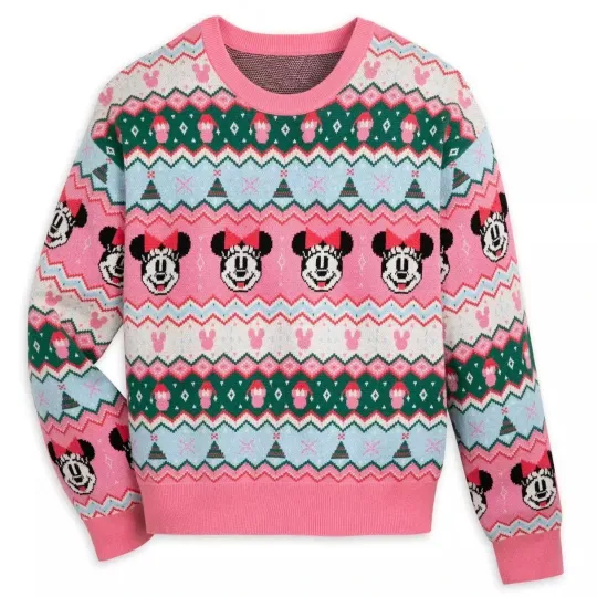 Discover Disney Minnie Mouse Holiday Ugly Heavy Freece Sweater