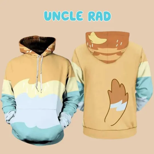 Uncle Rad Dog Family 3D Cosplay Hoodie, Uncle Heeler Blue Dog Family 3D Shirt