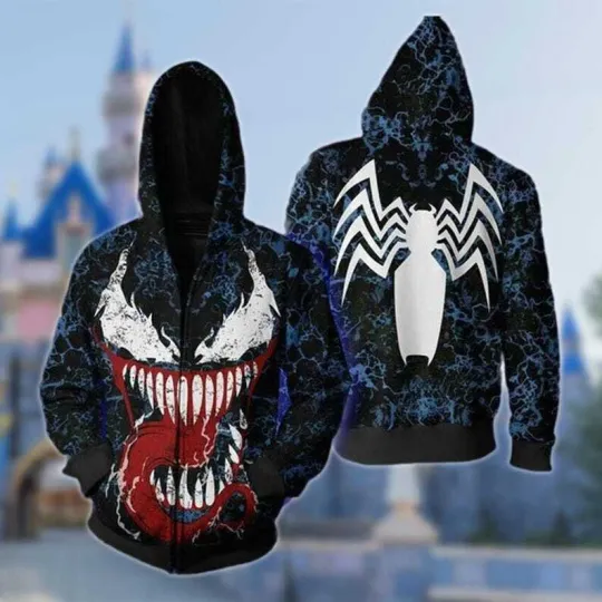 Venom 3D Costume Hoodie, Anti Superhero Character Halloween Party Outfit, 3D Cos