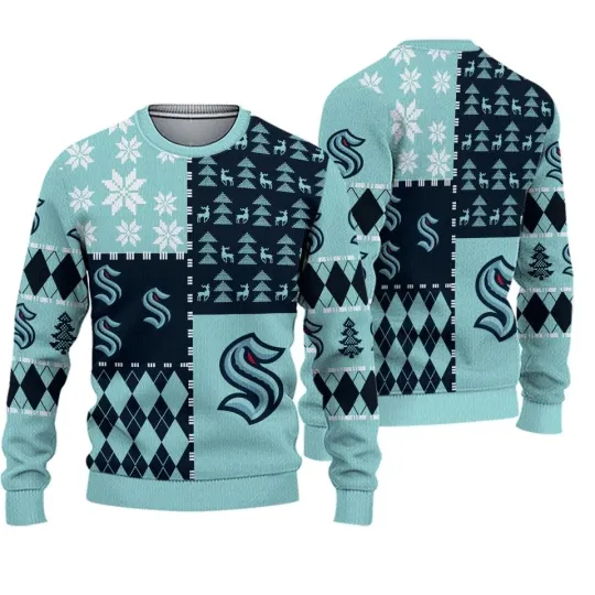 Discover Kraken Ice Hockey Christmas Ugly Sweater, Unisex Sweater