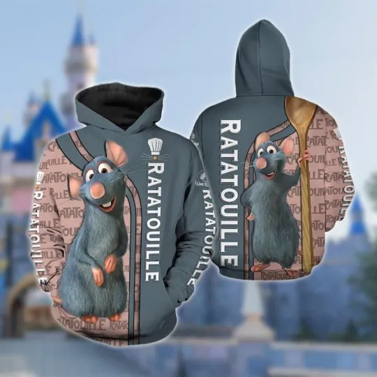 Ratatouille 3D All Over Print Shirt, Remy Chef Story Movie Hoodie, Animated Movi