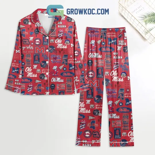 Discover Ole Miss Rebels Hotty Toddy Red Design Polyester Pajamas Set