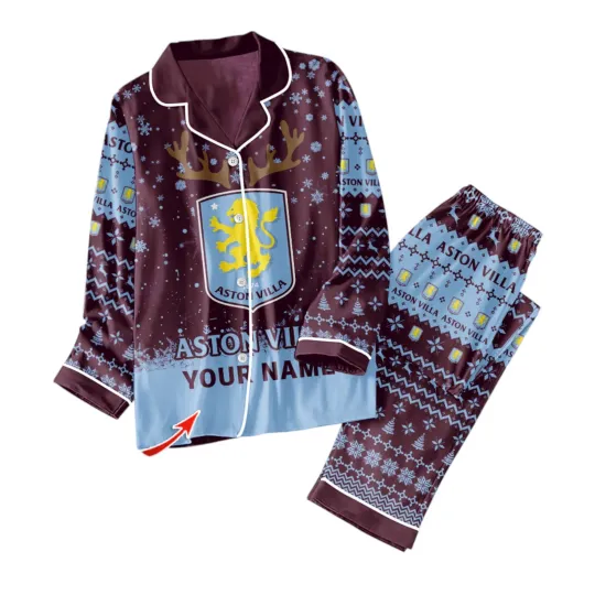 Discover Personalized Aston Villa Button Down Pajamas Set