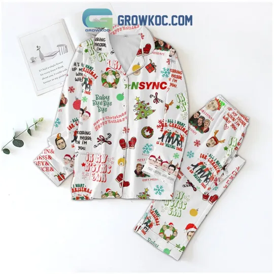 NSYNC Bye Bye Bye Merry Christmas Happy Holiday Pajamas Set