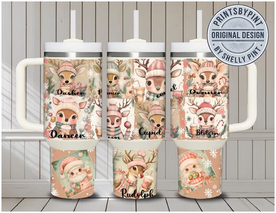 Discover Reindeer Coffee 40oz Tumbler Wrap: Retro Christmas Design (Digital Download)