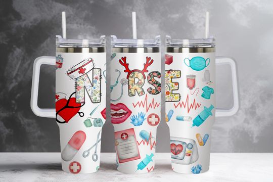 Discover Nurse 40oz Quencher Tumbler Wrap, Nurse Tumbler PNG, Gift for Nurse, 40oz Tumbler Wrap, Nurse Appreciation, Nurse Printable Digital Download