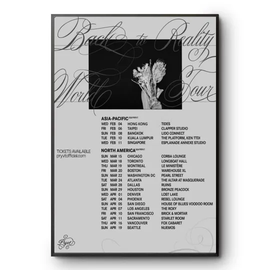 Discover Beach to Reality World Tour 2026 Poster Print Asia North America Dates