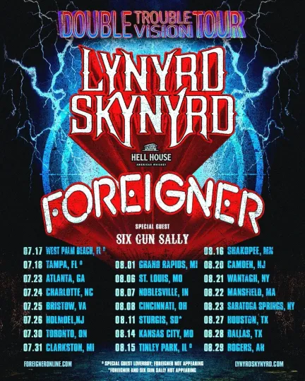 Lynyrd Skynyrd Double Trouble Vision Tour 2026 North America Poster