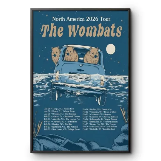 Discover The Wombats North America Tour 2026 Concert Poster Print