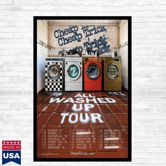 Discover Cheap Trick – All Washed Up Tour 2026 Poster, Vintage Rock Concert Art Print