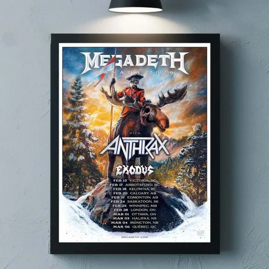 Megadeth Canada 2026 Tour With Anthrax And Exodus Schedule Dates Poster