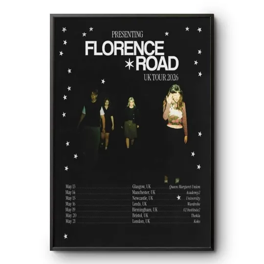 Discover Florence Road UK Tour 2026 Poster – Indie Rock Concert Wall Art