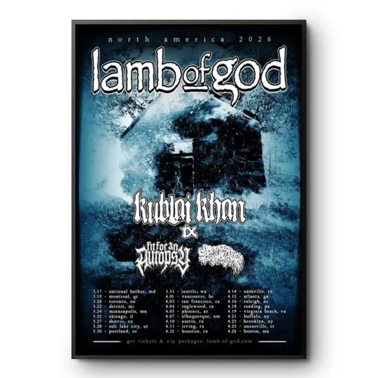 Lamb of God North America 2026 Tour Poster Heavy Metal Wall Art Print Gift