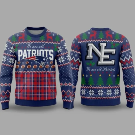 2025 We Are All Patriots Rivalry Nor Easter Ugly Christmas Sweater