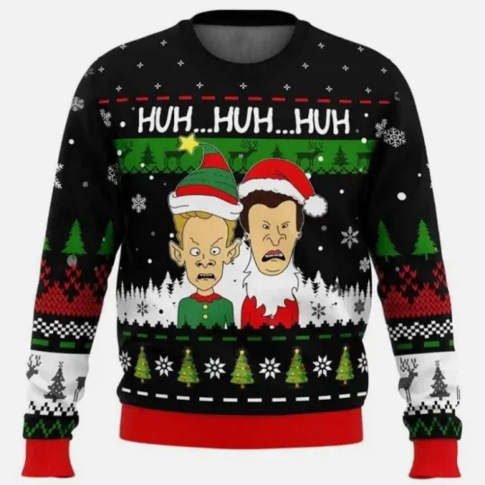 2025 Huh Huh Huh Beavis and Butthead Ugly Christmas Sweater Gift For Christmas