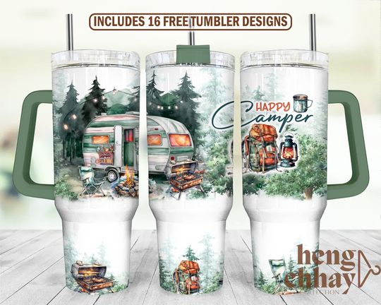 Discover 40oz Tumbler Wrap, Camper 40 oz Sublimation Design, 40oz Tumbler Png, 40 Ounce Tumbler Wrap, Campervan, Travel, Camping Tent Tumbler PNG