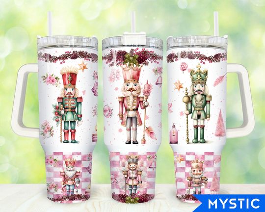 Christmas Nutcracker 40oz Tumbler  , Merry Christmas Tumbler 40oz  , Pink Christmas 40 oz Tumbler Wrap, Pink Christmas 40 oz Tumbler