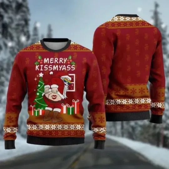 Discover Merry Ugly Christmas Sweater Funny Santa Claus Holiday Pullover Gift
