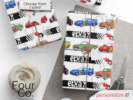 Discover Race Car Boy Birthday Gift Wrapping Paper