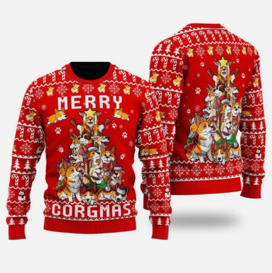 Discover Funny Corgi Merry Corgmas Ugly Christmas Sweater Christmas Gift For Dog Lovers