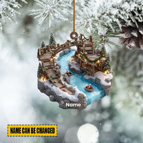 Discover Personalized Log Flume Christmas Ornament, Amusement Water Ride Ornament, Carnival Holiday Ornament Decor, Water Park Ornament