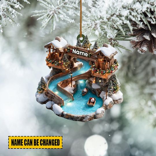 Discover Personalized Log Flume Christmas Ornament, Amusement Water Ride Ornament, Carnival Holiday Ornament Decor, Water Park Ornament