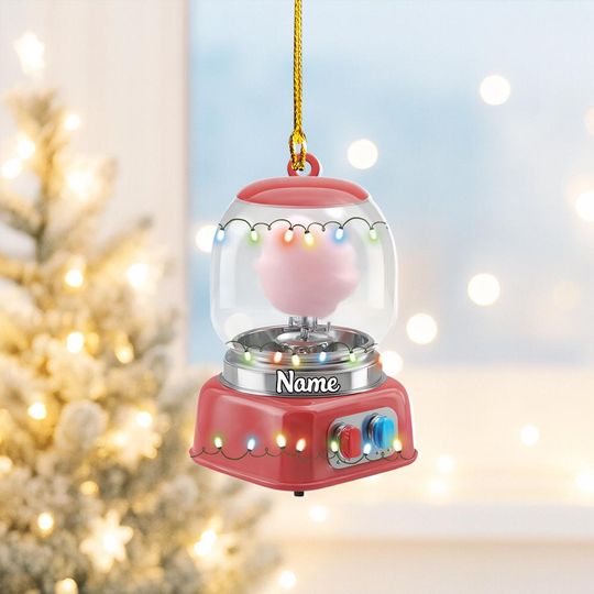 Discover Personalized Cotton Candy Machine Christmas Ornament, Cotton Candy Ornament Gift, Sweet Treat Ornament, Candy Shop Ornament Decor