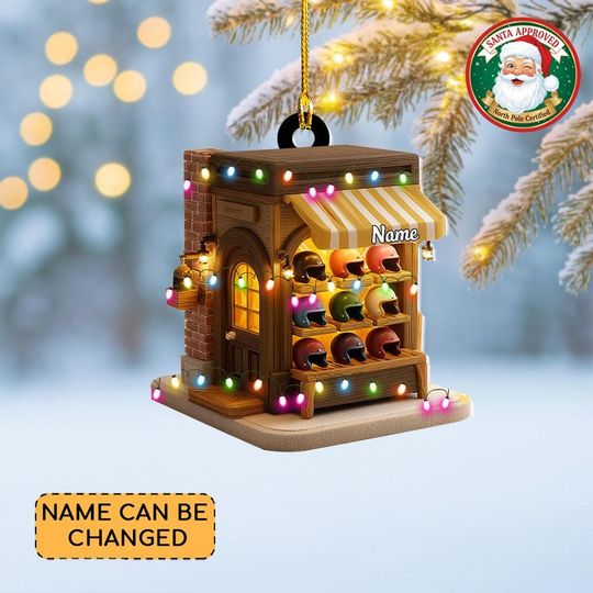 Discover Personalized Helmet Biker Shop Ornament, Motorcycle Garage Ornament Decor, Biker Gift for Men, Motorbike Lover Keepsake