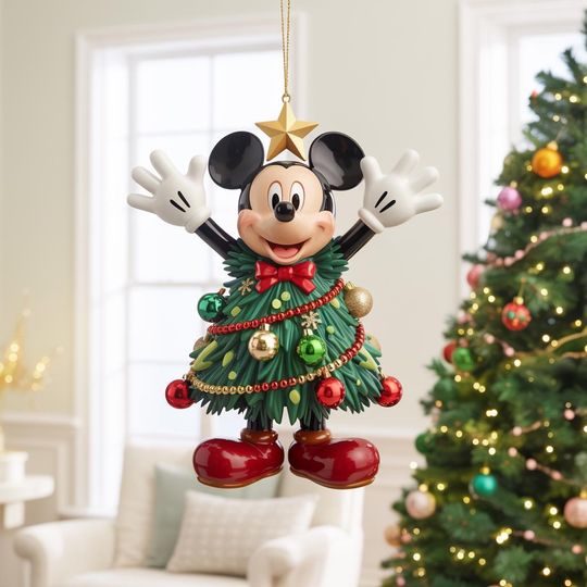 Discover Whimsical Resin Mickey Mouse Christmas Ornament | Funny Mickey Lover Tree Accent | Holiday Gift Idea | Personalized Mickey Decor