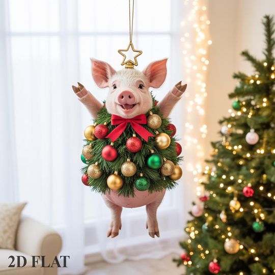 Discover Whimsical Resin Pig Christmas Ornament | Funny Pig Lover Tree Accent | Holiday Pet Gift Idea | Personalized Pig Decor