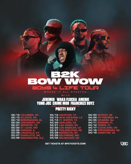 Discover B2K & Bow Wow 2026 – Boys 4 Life Tour Poster