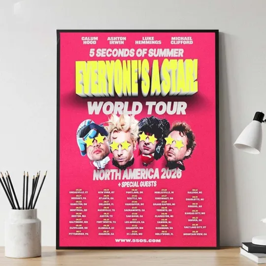 Discover 5 Seconds of Summer Everyone’s a Star World Tour 2026 North America Dates Poster