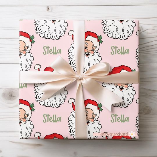 Discover Vintage Santa Christmas Wrapping Paper with Personalized Holiday Gift Wrap