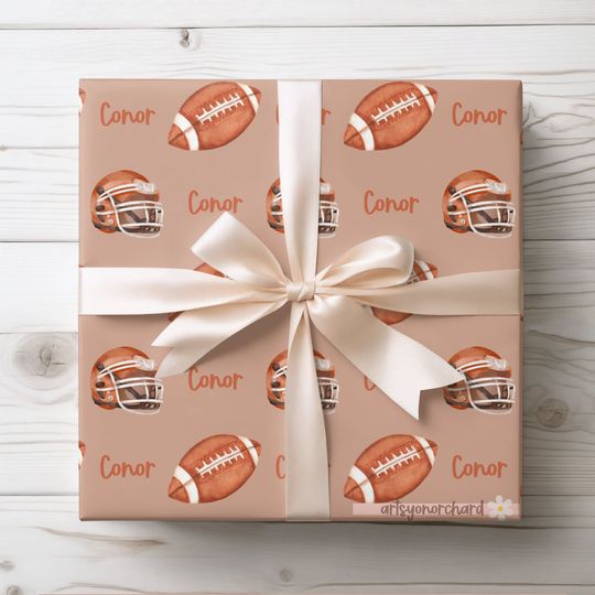 Discover Football Personalized Birthday Wrapping Paper | Boys Gift Wrap | Friday Night Lights | Custom Name Football Player Gift
