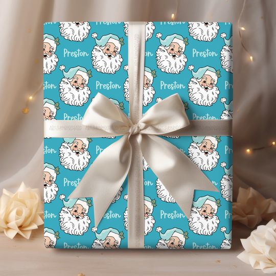 Discover Vintage Santa Christmas Wrapping Paper with Personalized Holiday Gift Wrap